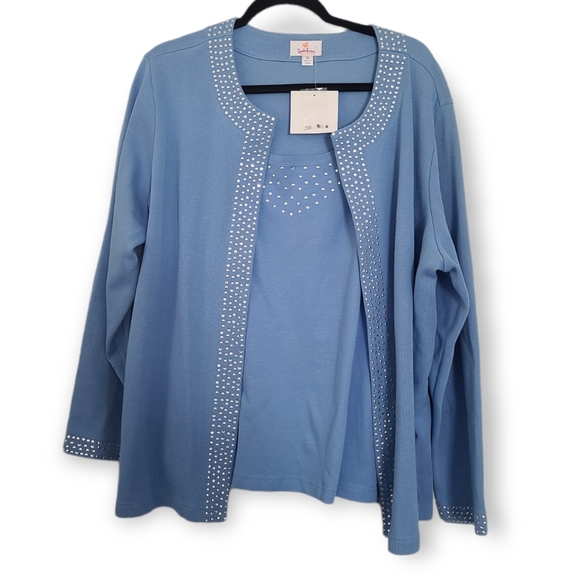 Quacker Factory Women's Blue Cardigan NWT - Picture 2 of 6